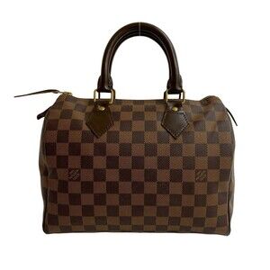 LOUIS VUITTON Brown Damier Leather Speedy 25 Boston Bag